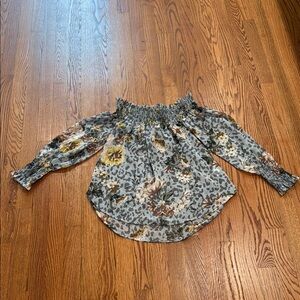 Floral Off-Shoulder sheer Women's Top - leopard pattern